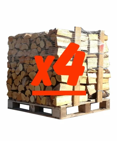 Bûches 50 cm: 4 Palettes-Mélange chêne hêtre charme frêne extra sec