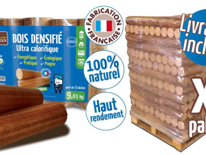 Bûches calorifiques WOODSTOCK 1 palette, 104 sacs de 5 bûches